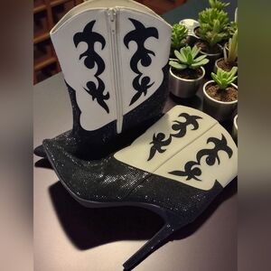 INC International Concepts Women's Indigo Embellished Cowboy Booties Size 12 M